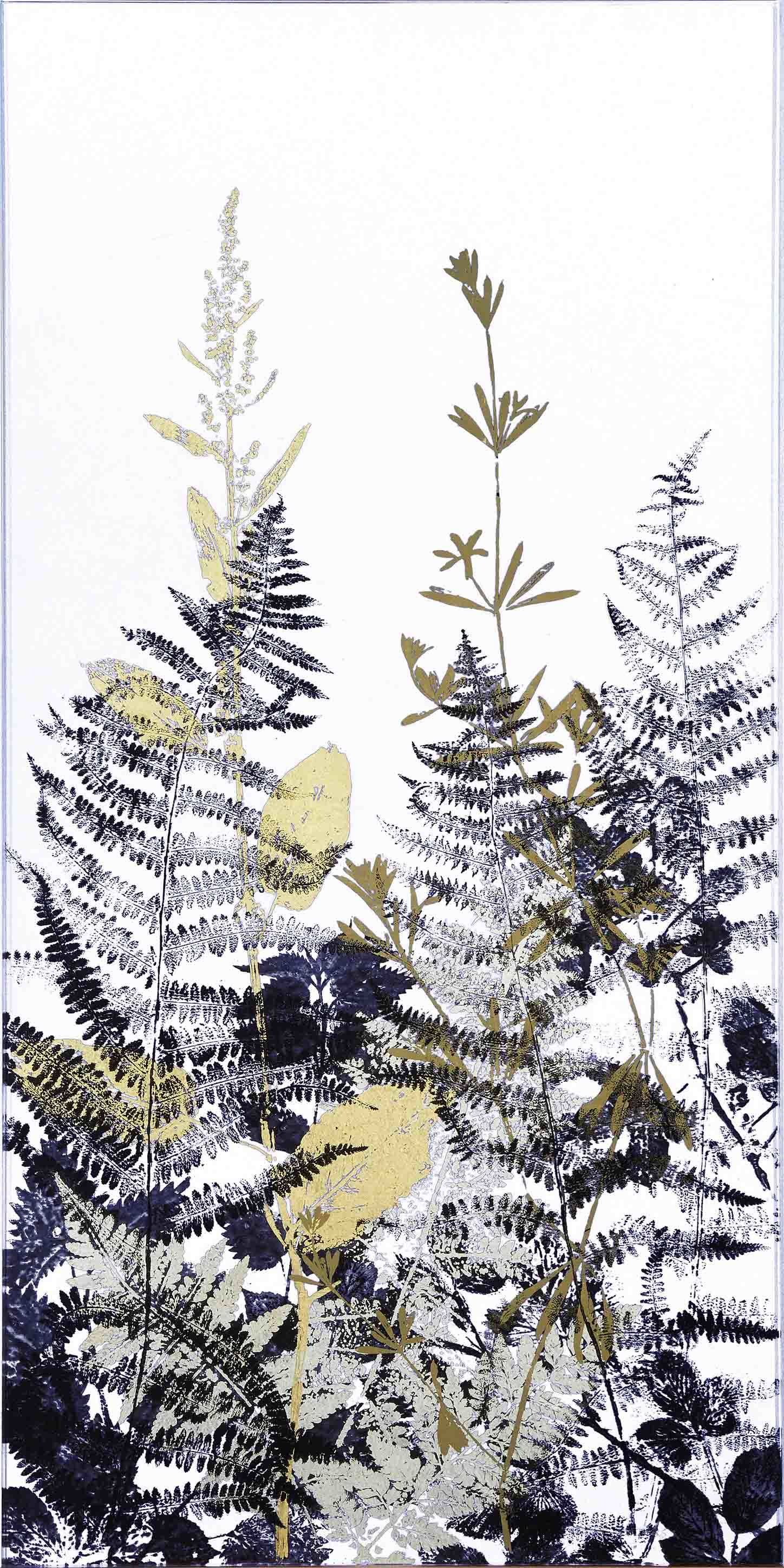 Work of Hedgerow silhouettes with Cleavers and Fern by Yanny Petters at Olivier Cornet Gallery