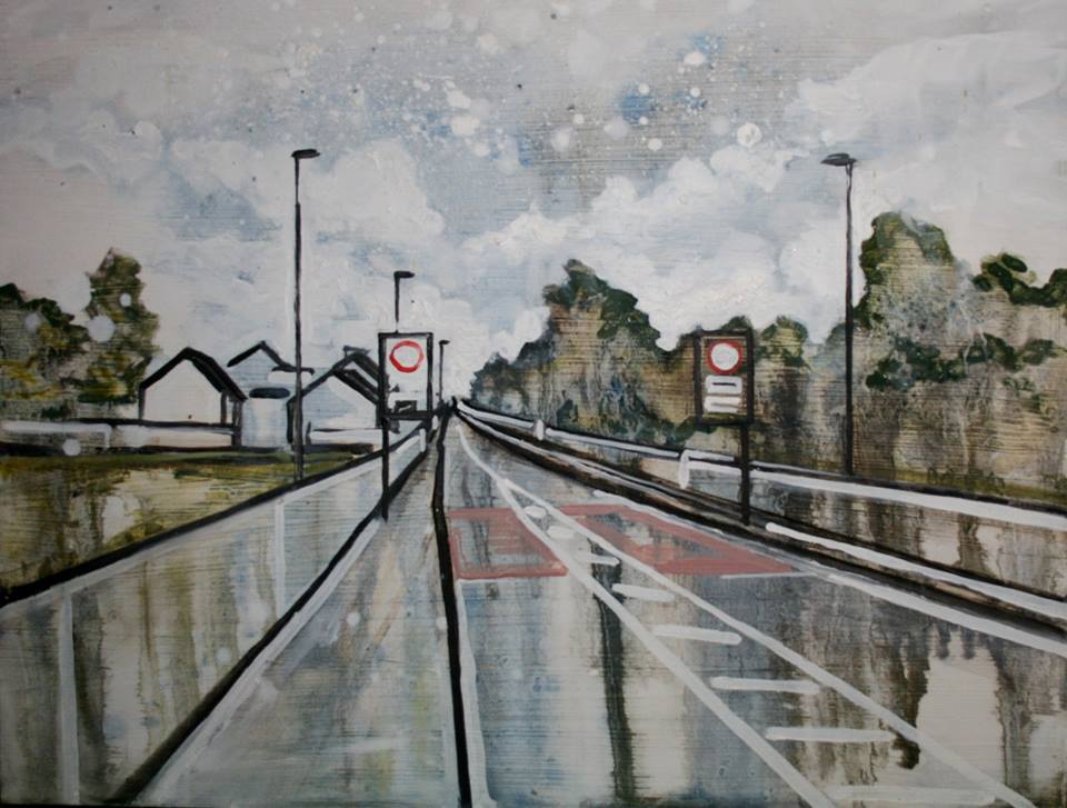 Painting of Belcoo-Blacklion Border by David Fox at Olivier Cornet Gallery