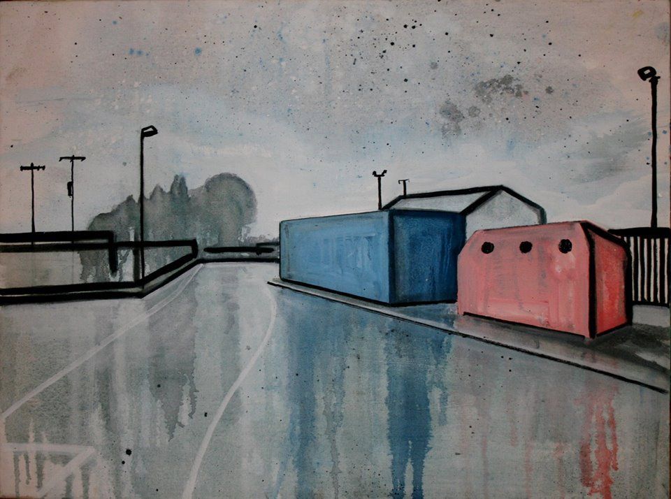 Painting of The Clothes Bank by David Fox at Olivier Cornet Gallery
