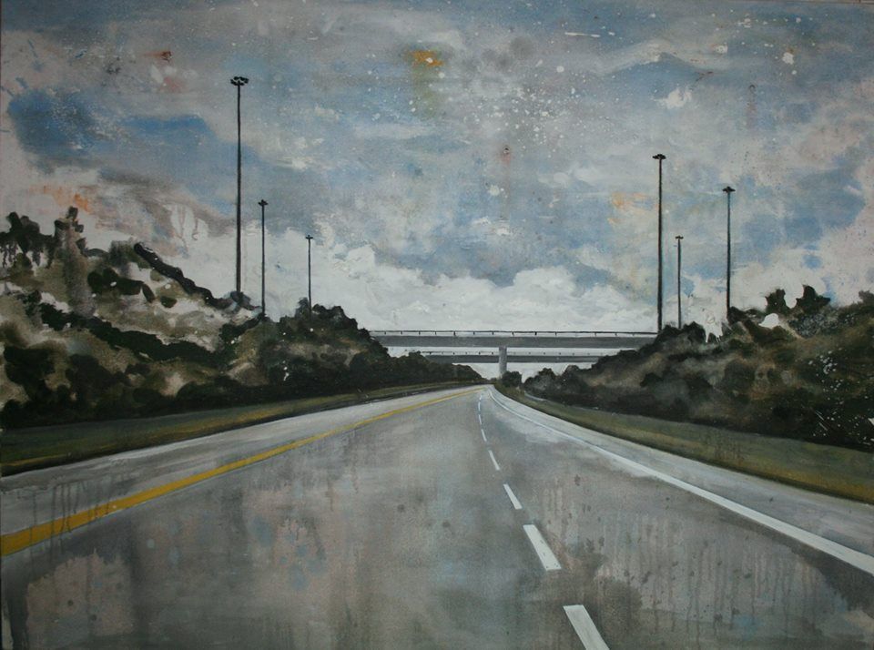 Painting of The Motorway-M1 by David Fox at Olivier Cornet Gallery