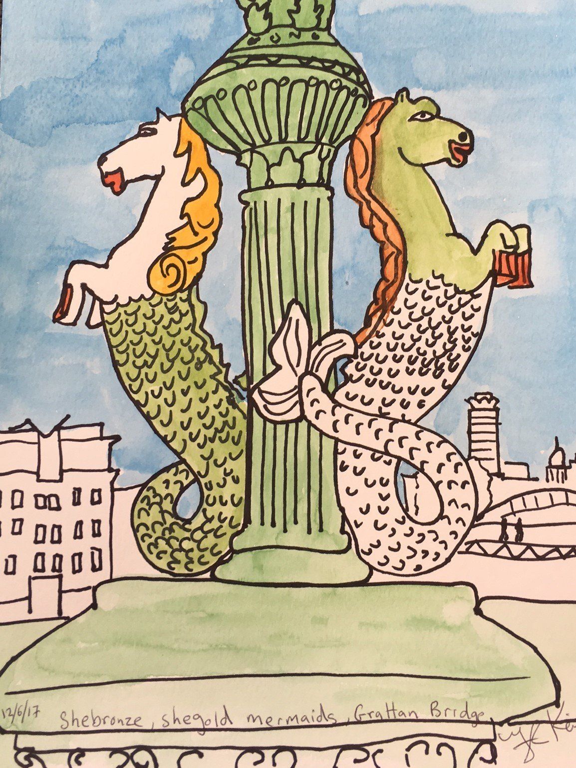 Watercolor by Frank Kiely at Olivier Cornet Gallery