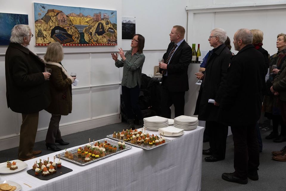 Artist Claire Halpin discussing her work at a Friends' evening at Olivier Cornet Art Gallery, Dublin