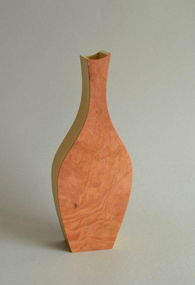Vessel in madrona burr & satin wood by Hugh Cummins at Olivier Cornet Gallery