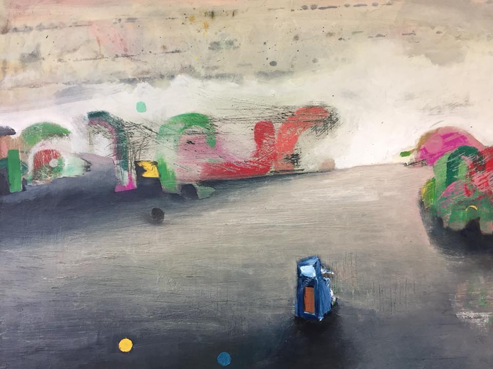 Painting of Desert Settlement by John Fitzsimons at VUE Art Fair