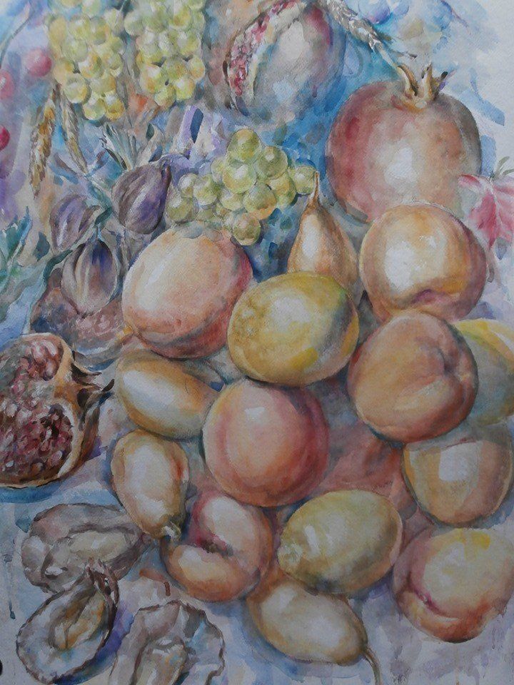 Painting of Oysters, oranges, pomegranates & figues by John Keating at Olivier Cornet Gallery