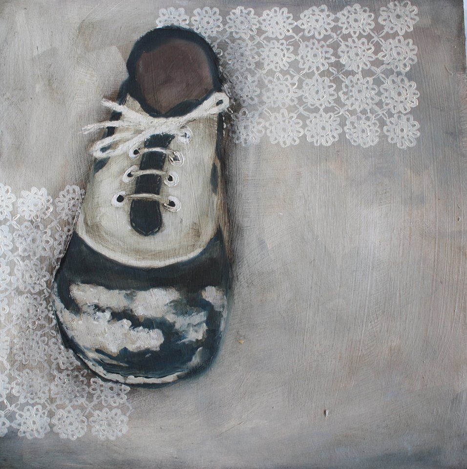 Painting of Boy's shoe 1974 by Miriam McConnon at Olivier Cornet Gallery