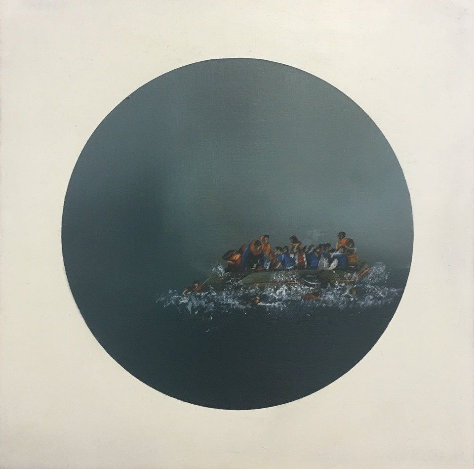 Painting of  Raft VII by Claire Halpin at Olivier Cornet Gallery