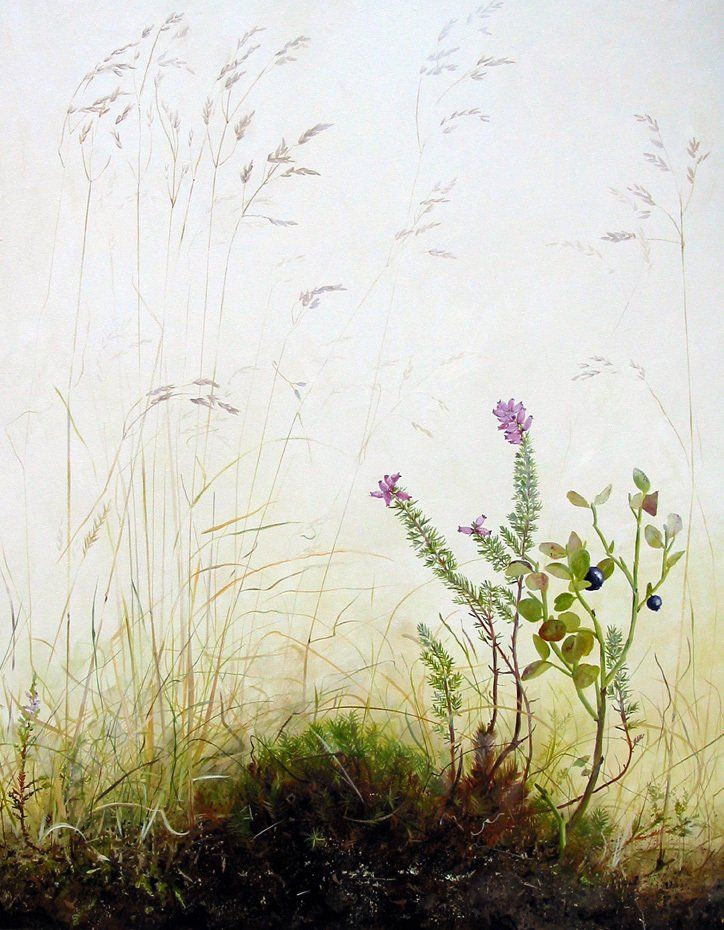 Yanny Petters' Heathland in Summer (Sugarloaf Mountain), a beautiful painting on board, part of the artist's 2008 solo show Fieldwork, organised by Olivier Cornet at the Riverside Gallery, Bridgewater Centre, Arklow (Co. Wicklow).