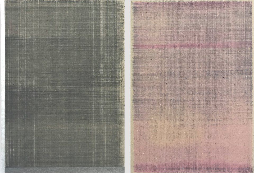 Watercolour of Quietude (diptych) by Sheila Naughton at Olivier Cornet Gallery