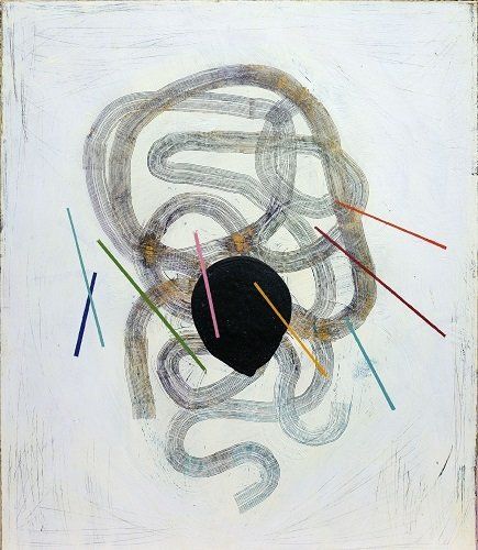 Aisling Conroy, Alter / incant V, acrylic on wood, 90x77cm, 2021, Olivier Cornet Art Gallery