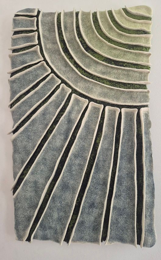 'Dublin Spring I', a work in felted wool by Annika Berglund, part of the Olivier Cornet Gallery's 2025 Bloomsday / Summer group exhibition Out of Lines