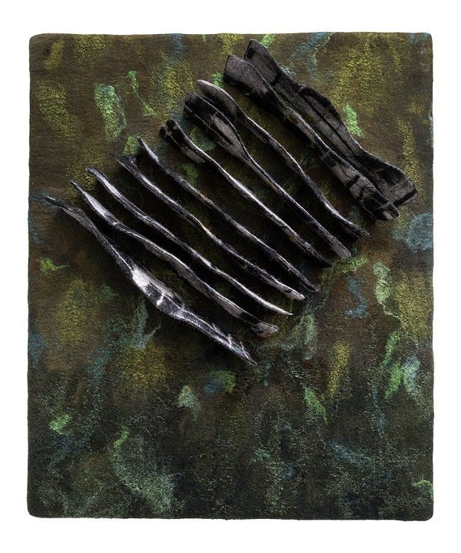 Annika Berglund, Everyday moments, green, felted woolart, olivier cornet gallery