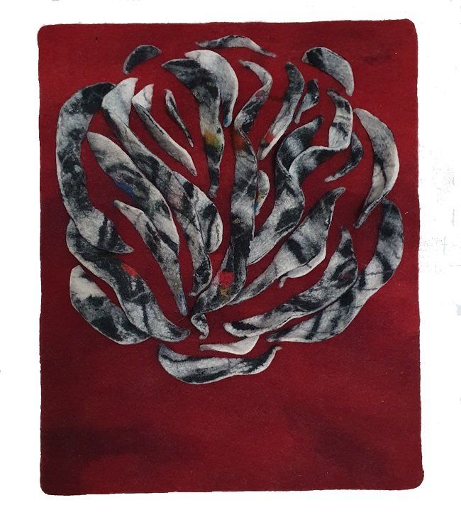 Annika Berglund, Everyday moments, red, felted woolart, olivier cornet gallery