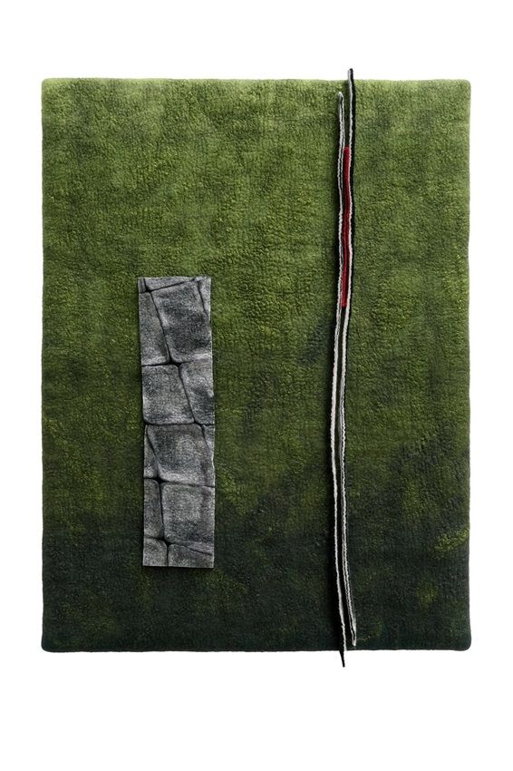 Annika Berglund, Signs of Life in Green, felted wool (Merino wool, silk & Tencel fibre), part of the artist's solo show Tapestry at Olivier Cornet Gallery
