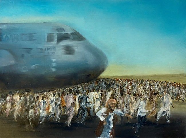 Claire Halpin, Afghan Flight, oil painting, Olivier Cornet Gallery Dublin