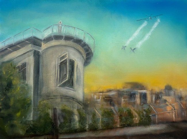 Claire Halpin, Drone Strike Kabul, oil painting, Olivier Cornet Gallery Dublin