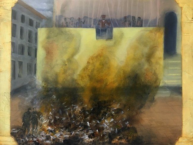 Claire Halpin, Libricide, oil painting, Olivier Cornet Gallery Dublin