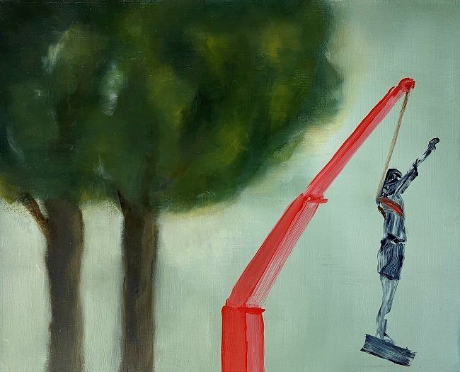Claire Halpin, Rioter Removal - Bristol, oil painting, Olivier Cornet Gallery Dublin