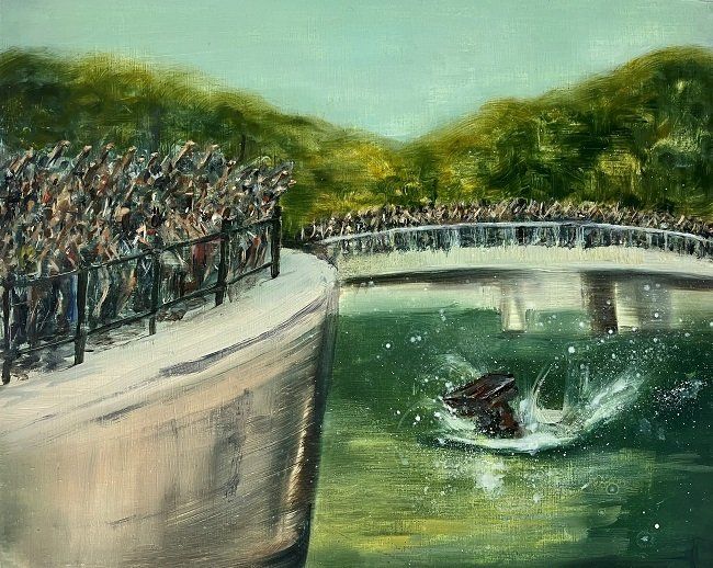Claire Halpin, Slave Trader Removal - Bristol, oil painting, Olivier Cornet Gallery Dublin