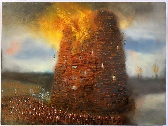 Claire Halpin, The Towers That Be - Belfast, oil painting, Olivier Cornet Gallery Dublin