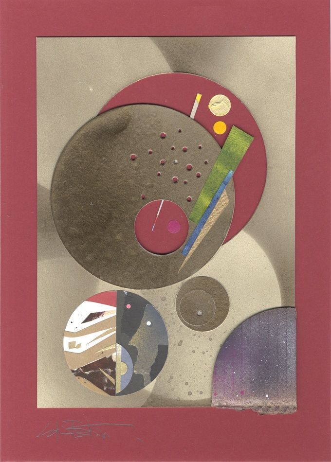 Cadence, a paper-cut collage and mixed media work by Colin Eaton,  part of the Olivier Cornet Gallery's 2025 Bloomsday / Summer group exhibition Out of Lines