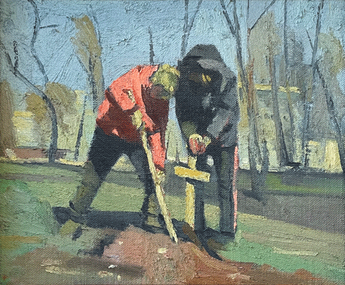 Burial, a painting by Conrad Frankel, Olivier Cornet Art Gallery Dublin