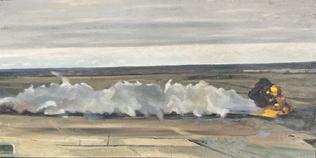 Missile Strike, a painting by Conrad Frankel, Olivier Cornet Art Gallery Dublin