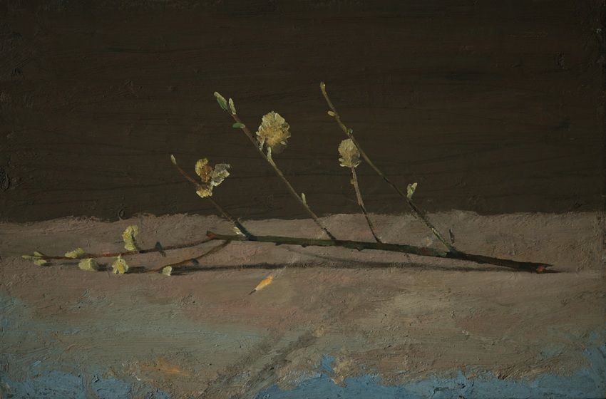 Conrad Frankel's Pussy willow with missile, part of his show Spring Opens Forever in Eternity at OCG