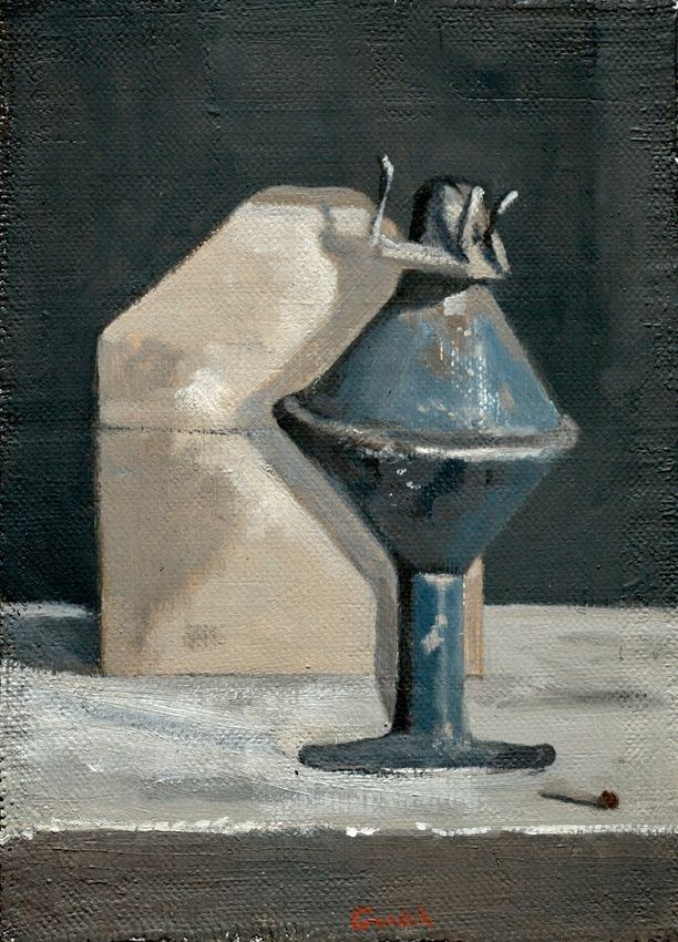 Conrad Frankel's painting Roman vase and butterchurch, part of the artist's May-June 2026 solo show at the Olivier Cornet Gallery, Dublin