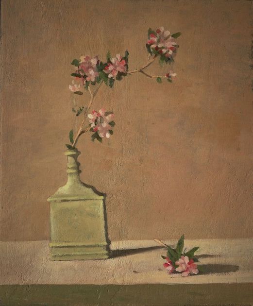 Conrad Frankel, Apple blossom, oil on linen on board, 58x48cm, part of the artist's solo show Spring Opens Forever In Eternity, running from 15 May to 8 June 2025, Olivier Cornet Art Gallery, Dublin
