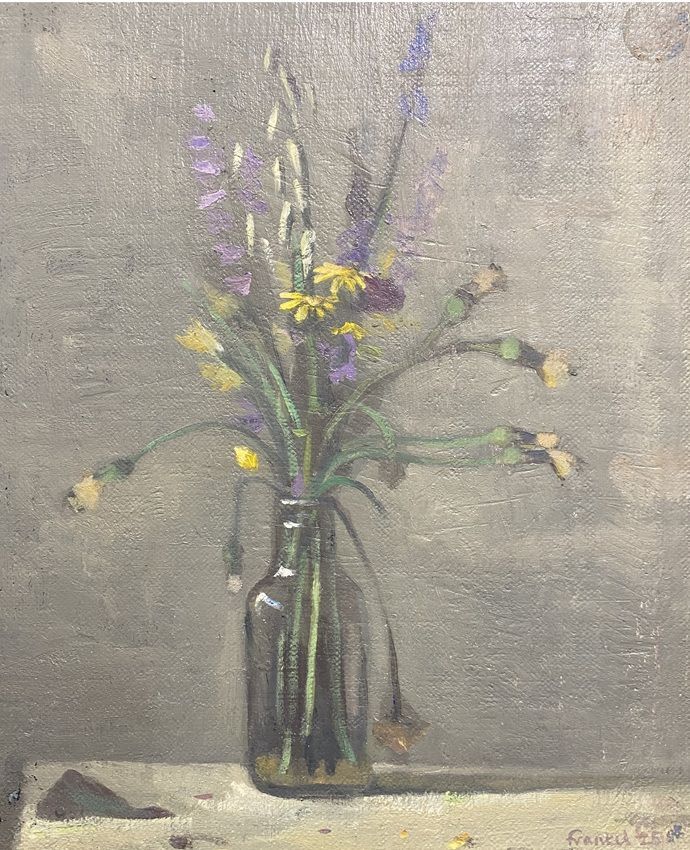 Wild flower bouquet I, a painting by Conrad Frankel, part of the artist's solo show Spring Opens Forever In Eternity at Olivier Cornet Gallery, Dublin