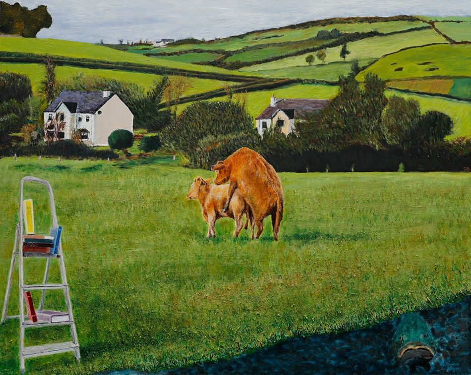 Climb 7, a painting by Daniel Lipstein, part of the artist's solo show Self Portrait with a Pet and a Bathtub, Olivier Cornet Gallery, Dublin