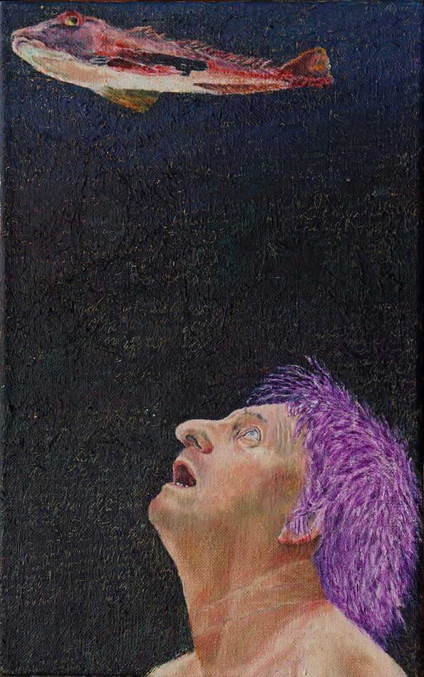 Mood with Pet 1, (mood 74), a painting by Daniel Lipstein, part of the artist's solo show Self Portrait with a Pet and a Bathtub, Olivier Cornet Gallery, Dublin