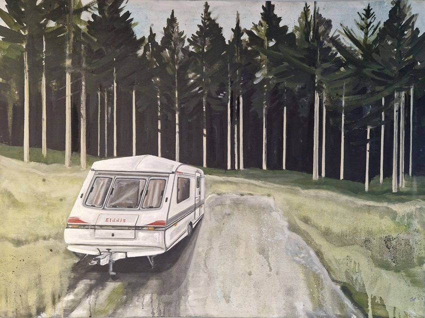 David Fox, The Caravan, Slieve Bloom Mountains, a painting part of Contrasts, a winter group show at Olivier Cornet Gallery Dublin.
