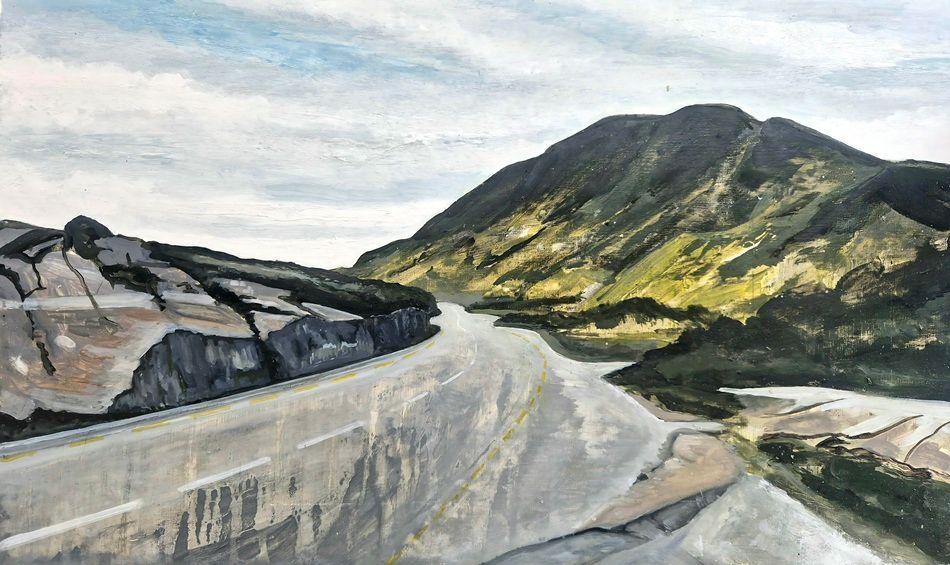 Killarney Landscape, a painting by David Fox in response to Paul Henry's painting Killarney, Co. Kerry, part of Olivier Cornet Gallery's  group show 'Ode to Giants', launching during Dublin Gallery Weekend 2025.