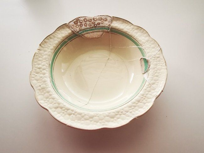 Fiona Harrington, 'Till Death Do Us Part', broken family heirloom, handmade needlelace, Olivier Cornet Gallery, Dublin