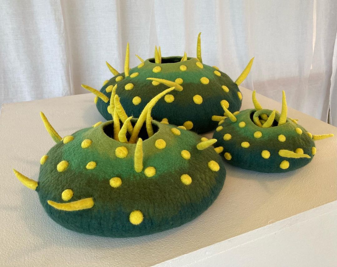 Fiona Leech, 'Green Pod Tripdych', Merino wool fibre, felted, Olivier Cornet Gallery, Dublin