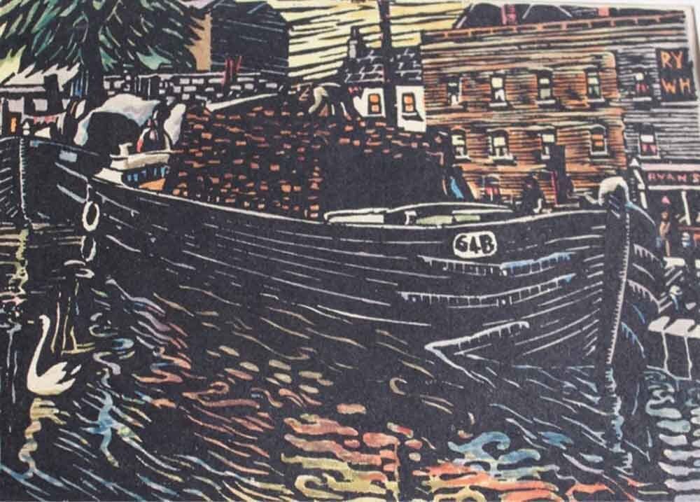 Harry Kernoff, Portobello Dublin 1940, woodblock print, Olivier Cornet Art Gallery