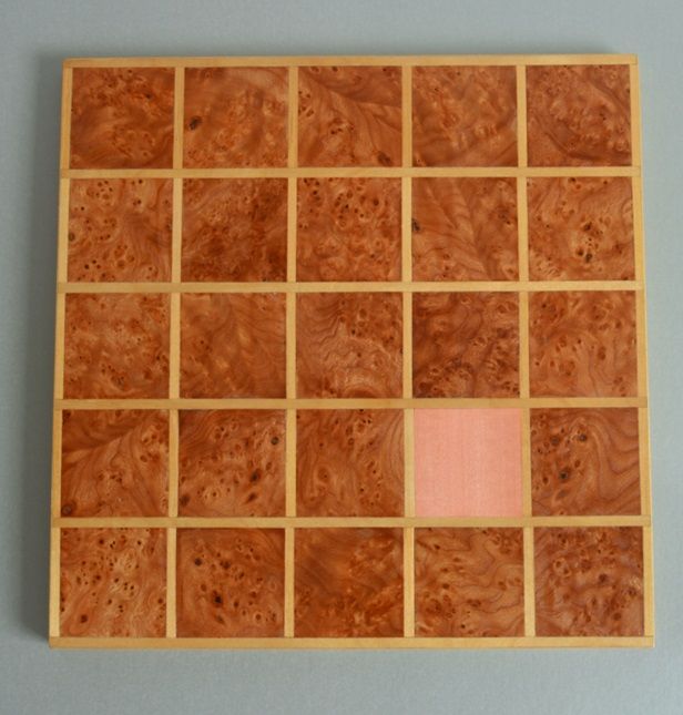 Hugh Cummins, Safe, a work in wood veneers, part of the Olivier Cornet Gallery's group show Pink is my colour.