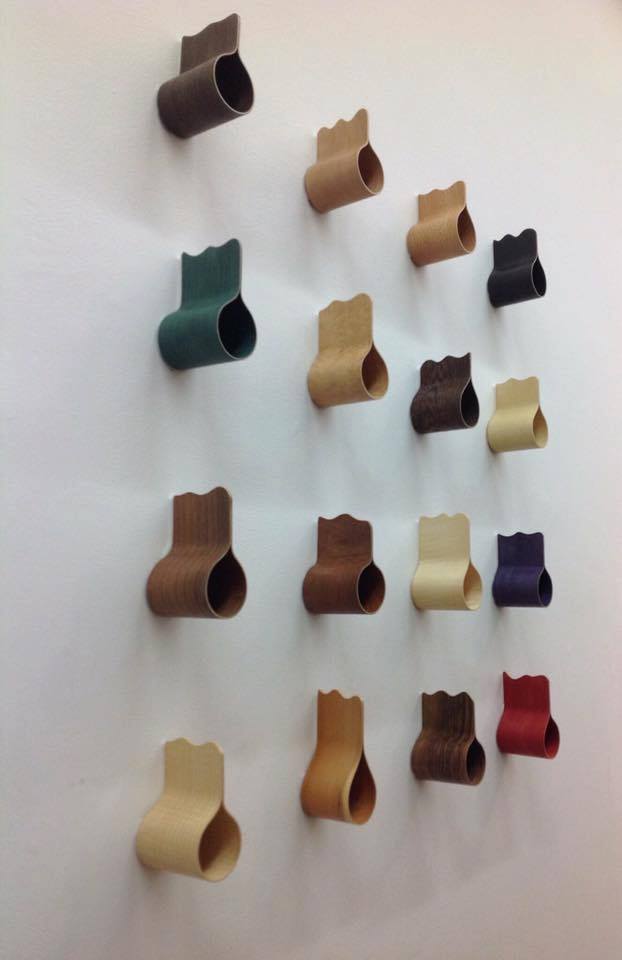 Falling Rain, rain drops in wood by Hugh Cummins, part of the Olivier Cornet Gallery exhibition '2° C', a group show on climate change supported by the EPA Ireland
