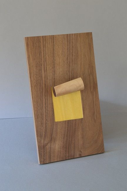 Hugh Cummins,  Study in White and Yellow, walnut, maple & sycamore dyed yellow (32x18cm), Olivier Cornet Gallery, Dublin