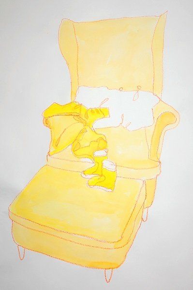 Jaki Coffey, Welly Boots, a crayon and ink drawing on paper, 2021, Olivier Cornet Gallery