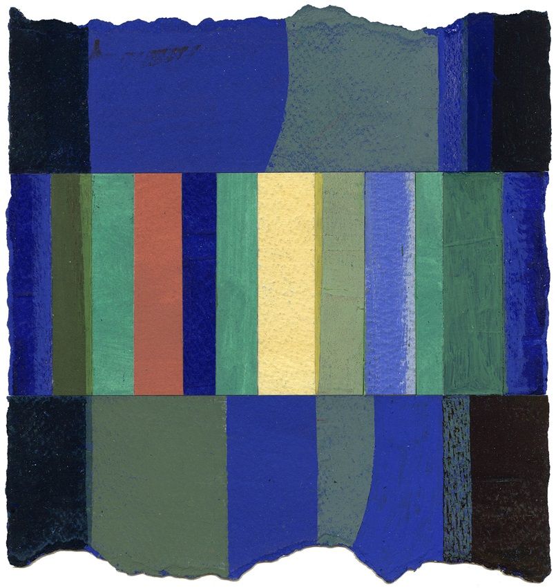 Colour Poem – Blue Crossing, a painting by Joe Dunne RHA, part of the artist's solo show Earth Songs and Colour Poems at the Olivier Cornet Gallery, Dublin