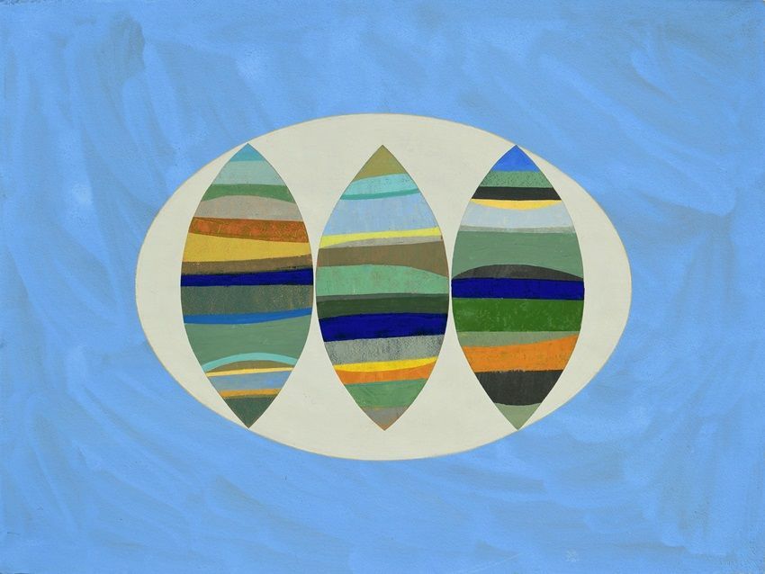 Colour Poem – Sea Triptych, a painting by Joe Dunne RHA, part of the artist's solo show Earth Songs and Colour Poems at the Olivier Cornet Gallery, Dublin