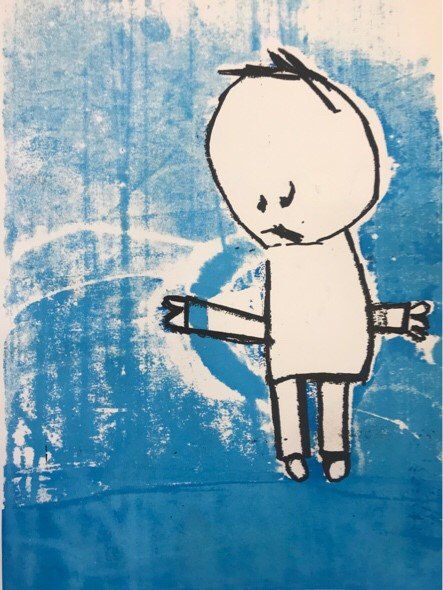 Kelly Ratchford, Blue Hanging, screen print, Olivier Cornet Art Gallery