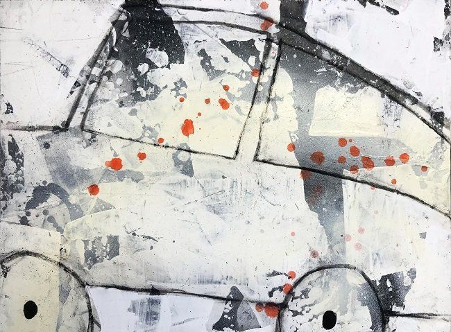 Kelly Ratchford, Mellow Yellow Hatchback, a painting on wood panel, Olivier Cornet Gallery Dublin