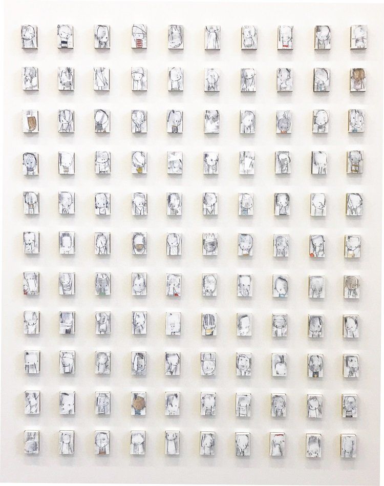 No Such Thing As Society, paintings on ready made matchboxes in perspex box frame by Olivier Cornet Gallery artist Kelly Ratchford, 2021