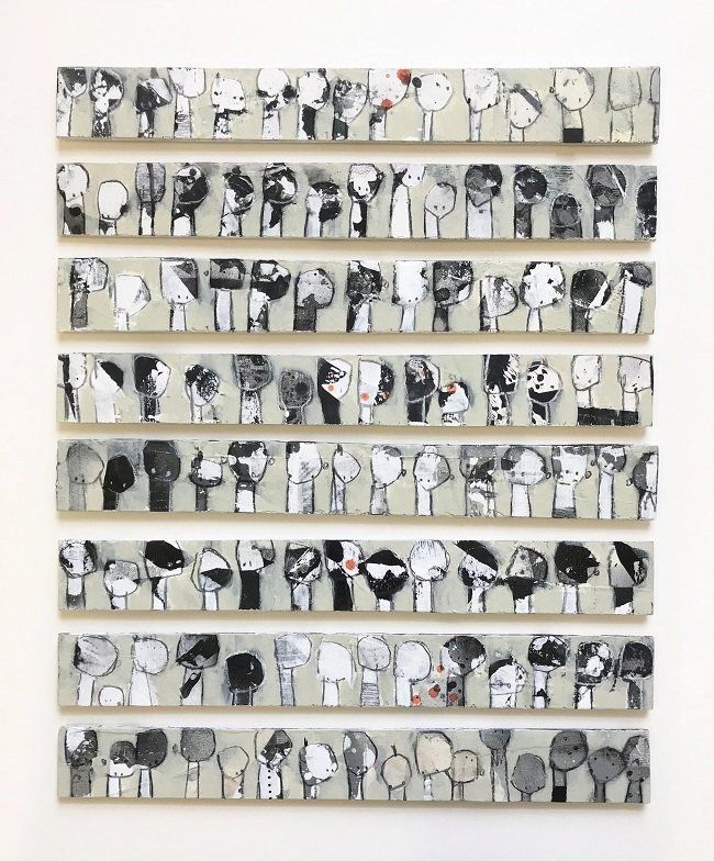 Kelly Ratchford, Protected, painting on wood panels, Olivier Cornet Gallery Dublin