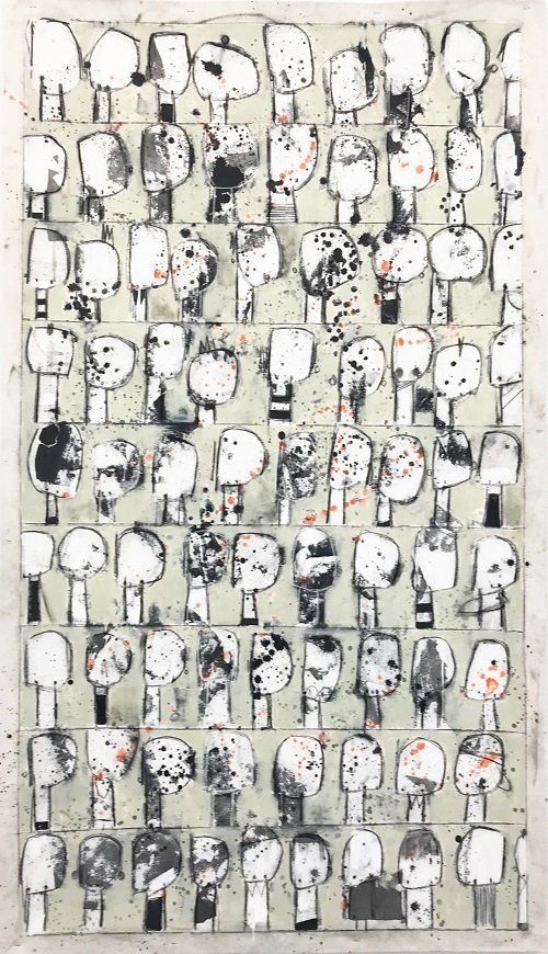 Kelly Ratchford, What's the Story, a painting on unstretched canvas, Olivier Cornet Gallery Dublin