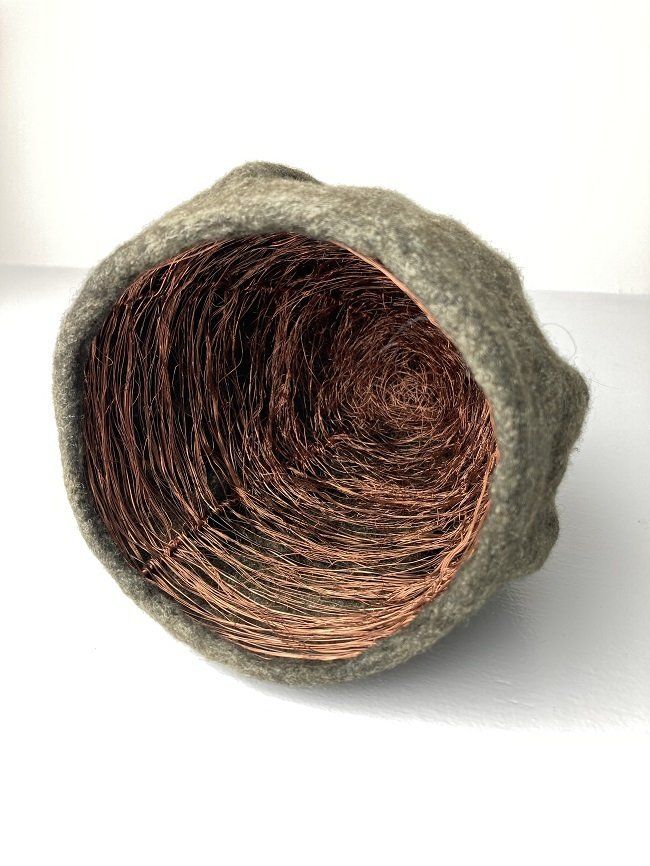 Leiko Uchiyama, Copper pod, wool art, Olivier Cornet Gallery, Dublin